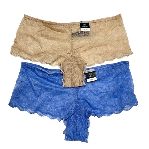 INC Intl Concepts Plus Size 1X Lace Boyshort Panties (2) Pair Frappe Blue NWT - Picture 1 of 6